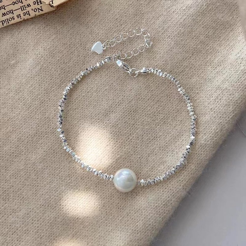 Shattered Silver Beads Pearl Bracelet
